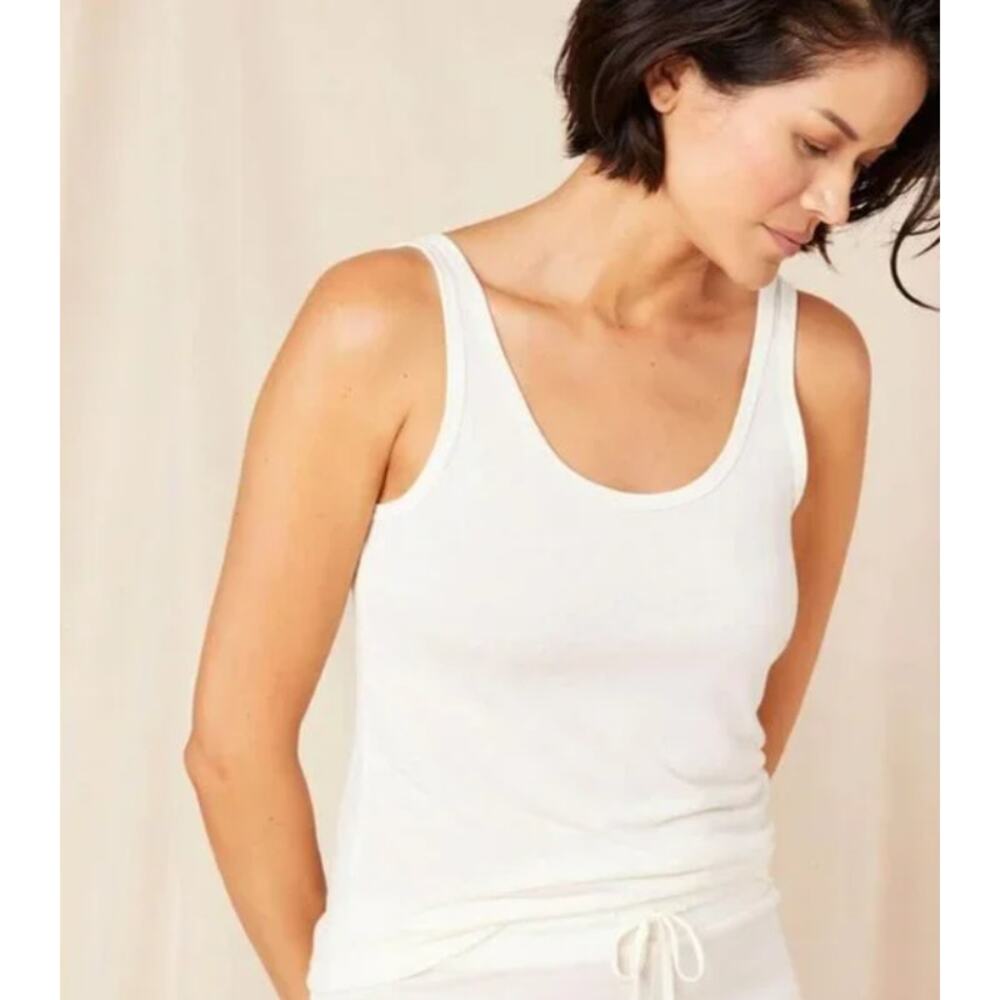 Andie The Scoop Tank Top White Women's Size Medium Neutral Layer Casual